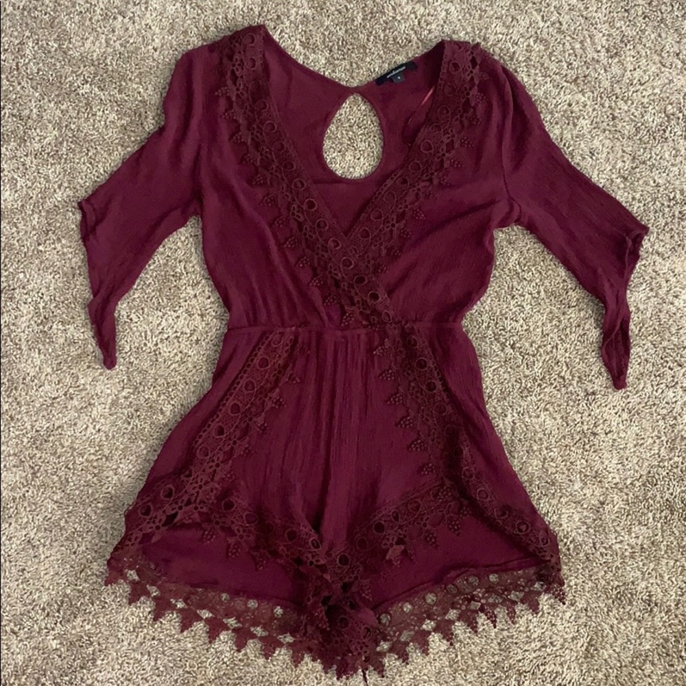 Garnet romper with lace detailing